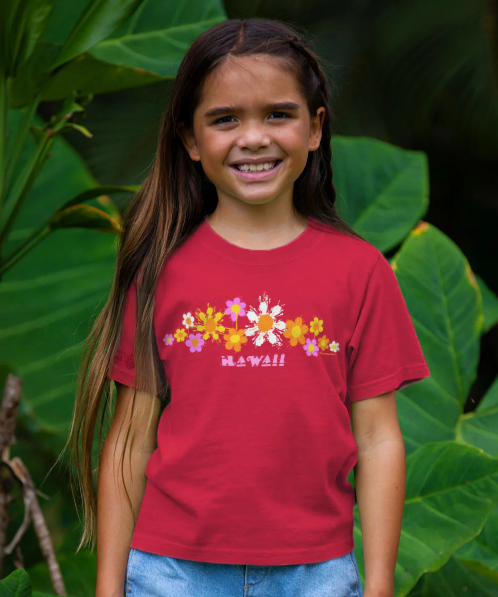 Flower Splatter - Raspberry Dyed Short Sleeve Crewneck T-Shirt - Image 2