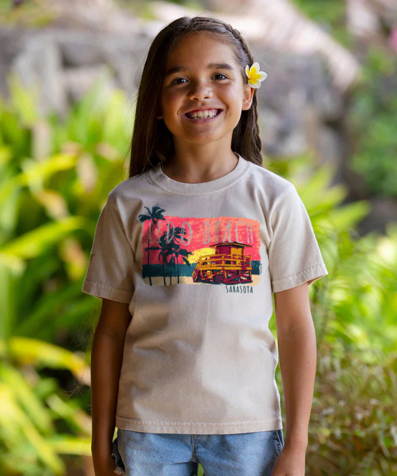 Painted Lido Beach - Coconut Dyed Short Sleeve Crewneck T-Shirt - Image 2