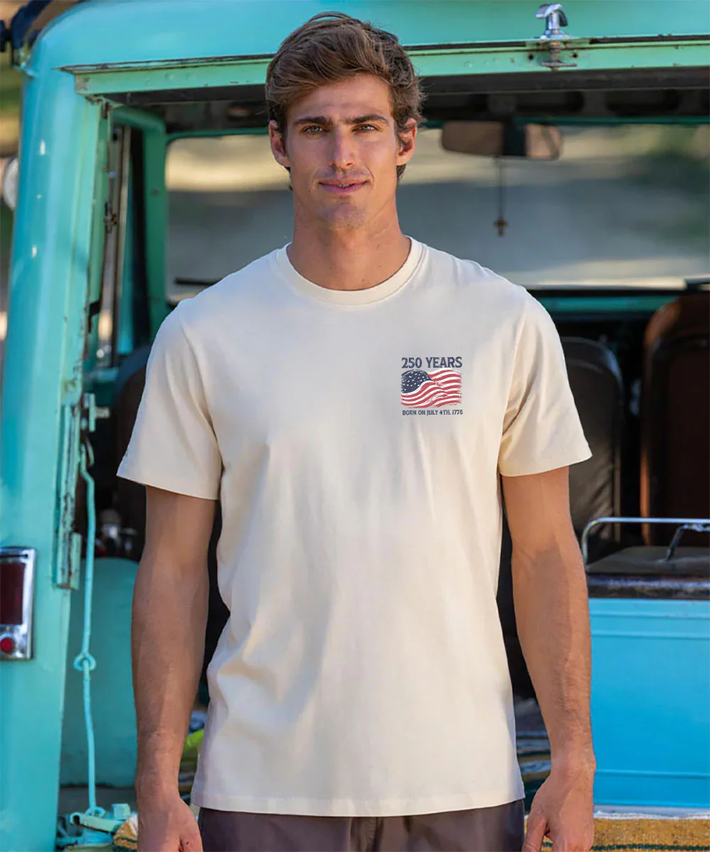 250 Years America - Sand Short Sleeve Pima T-Shirt - Image 3