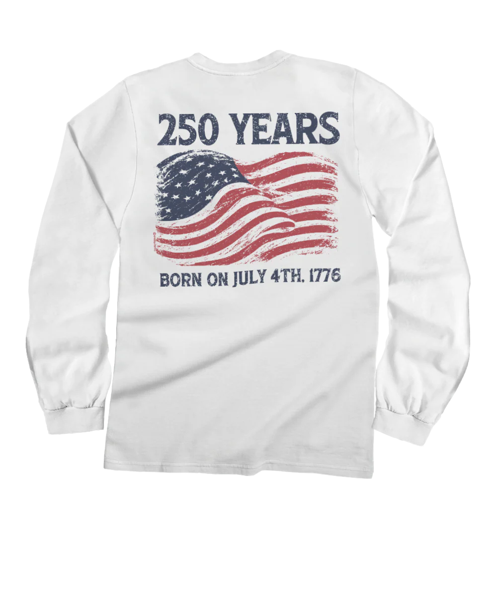 250 Years America - White Long Sleeve Crewneck T-Shirt