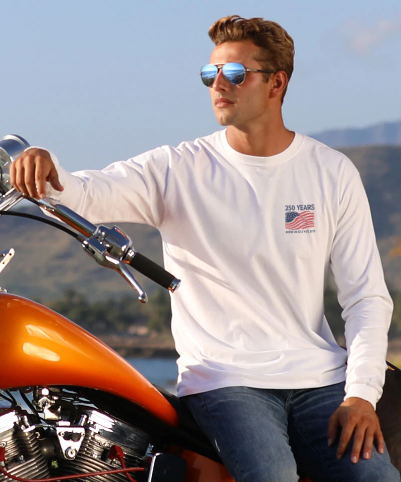 250 Years America - White Long Sleeve Crewneck T-Shirt - Image 3