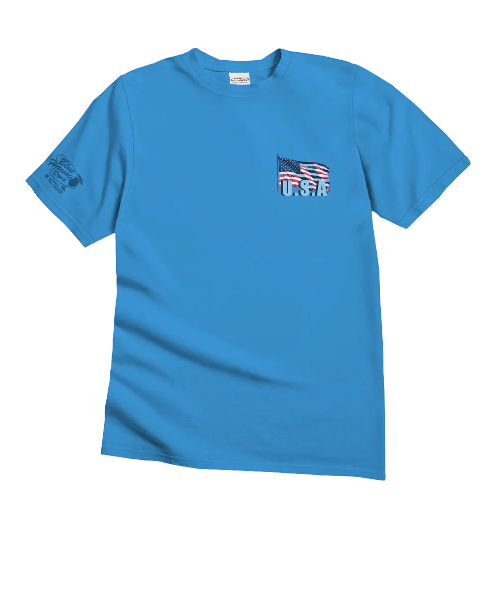 250 Years Majestic Mountains Limited Release - Blue Hawaii Dyed Short Sleeve Crewneck T-Shirt - Image 4