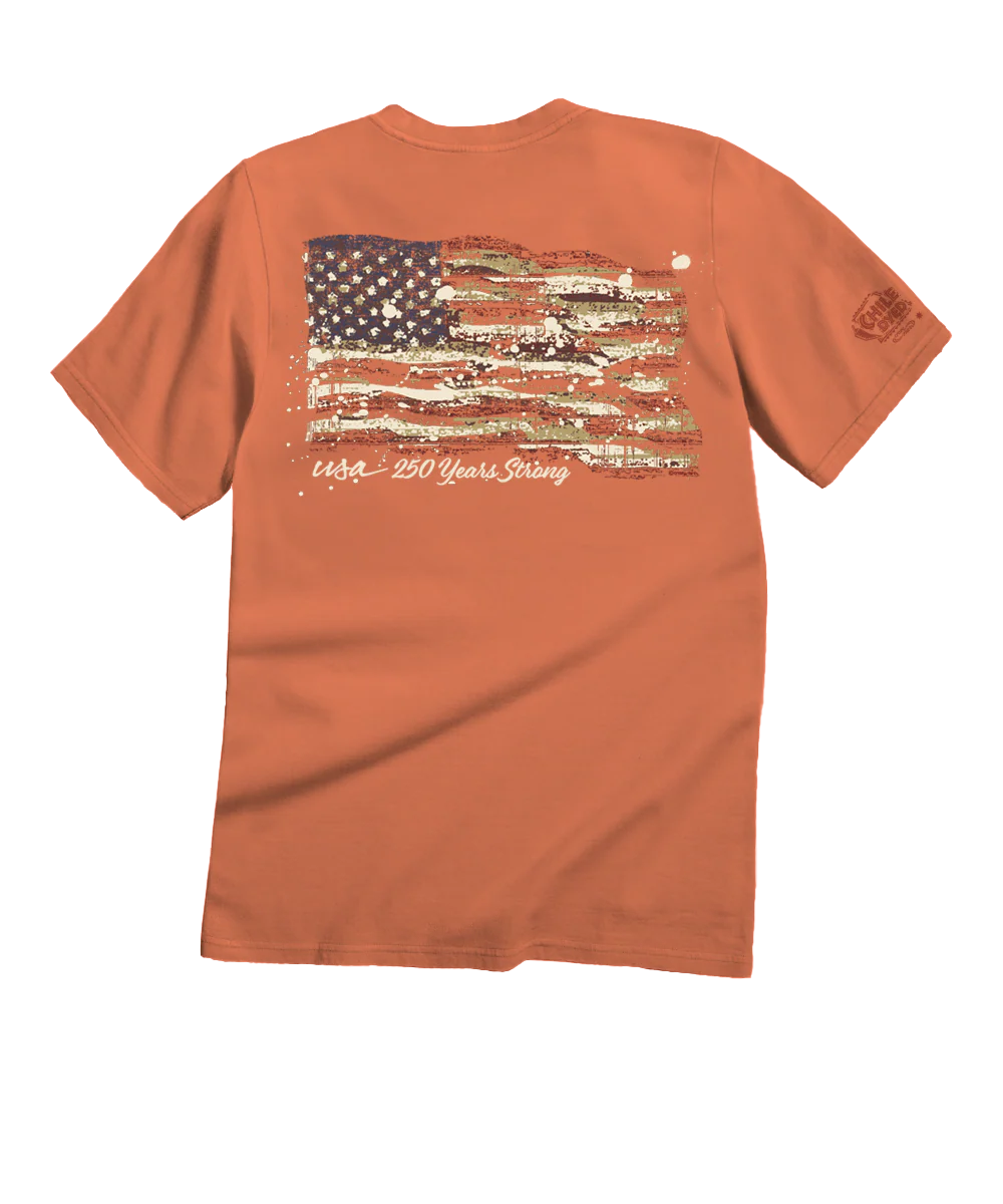 250 Years Painted Flag Limited Release - Chile Dyed Short Sleeve Crewneck T-Shirt
