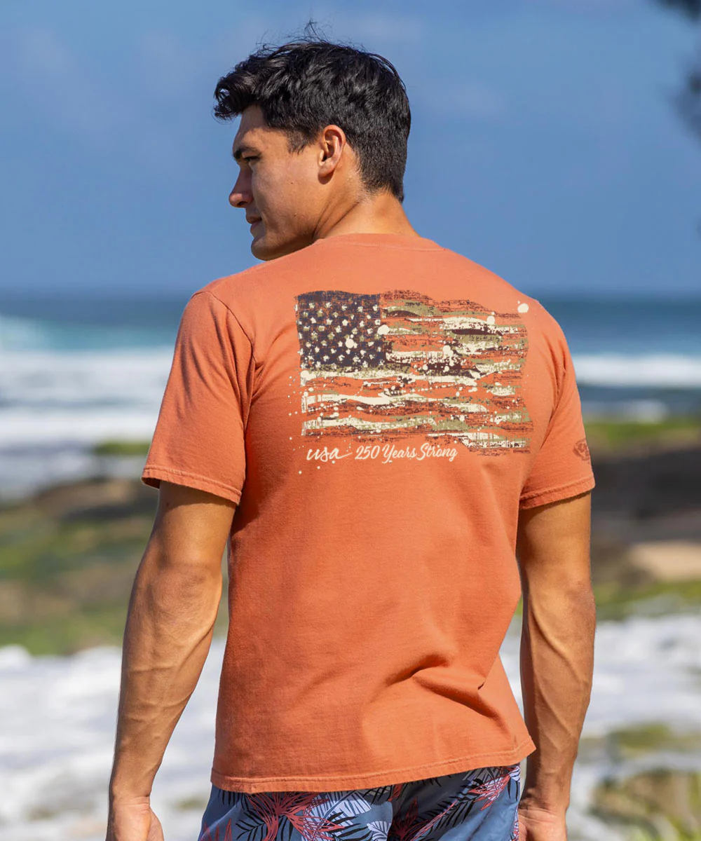 250 Years Painted Flag Limited Release - Chile Dyed Short Sleeve Crewneck T-Shirt - Image 2