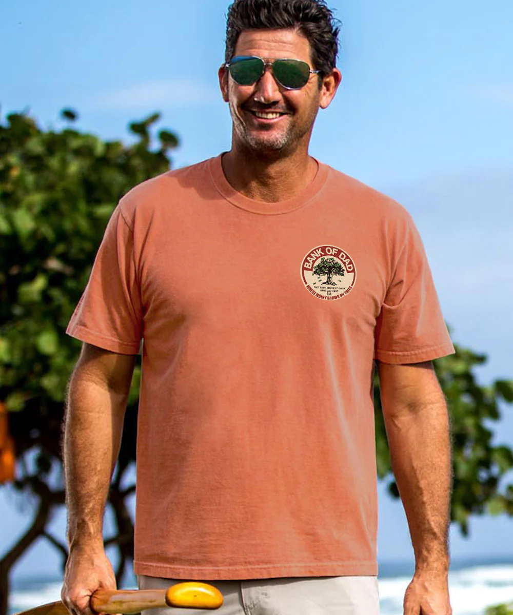Bank Of Dad Trees - Chile Dyed Short Sleeve Crewneck T-Shirt - Image 3