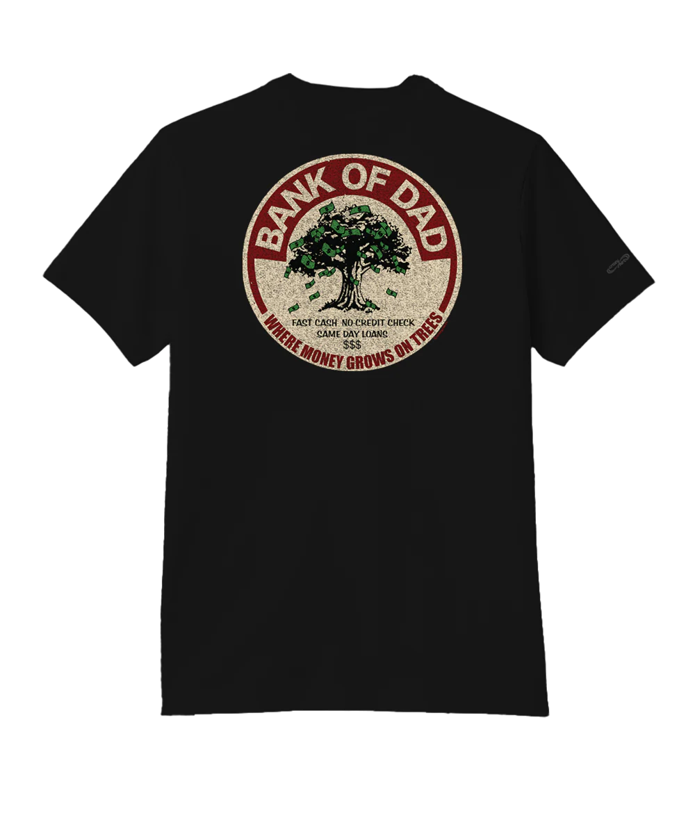 Bank Of Dad Trees - Jet Black Short Sleeve Pima T-Shirt