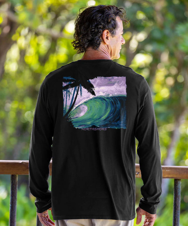 Big Wednesday - Jet Black Long Sleeve Pima T-Shirt - Image 2