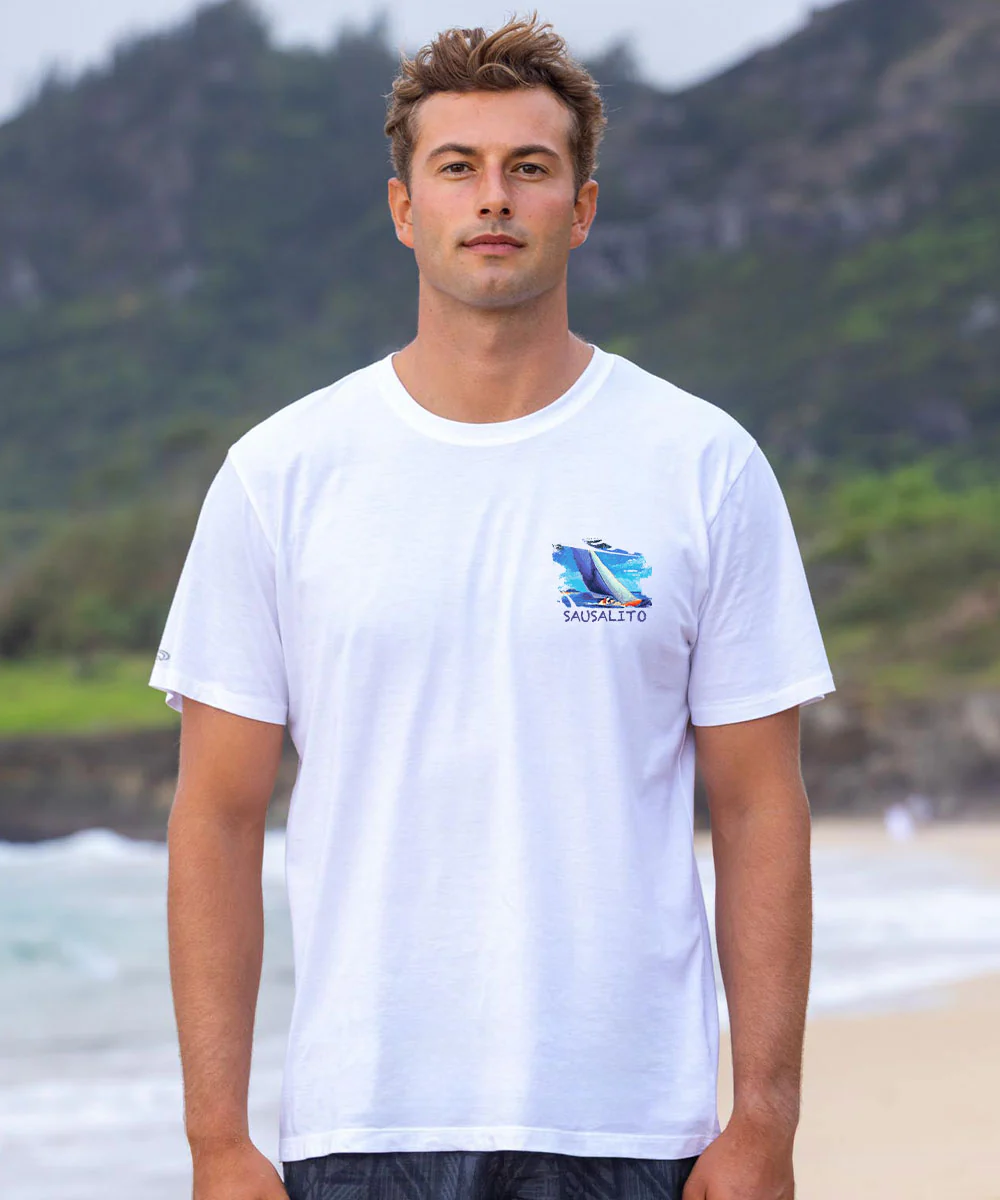 Brush Sail - White Short Sleeve Pima T-Shirt - Image 3