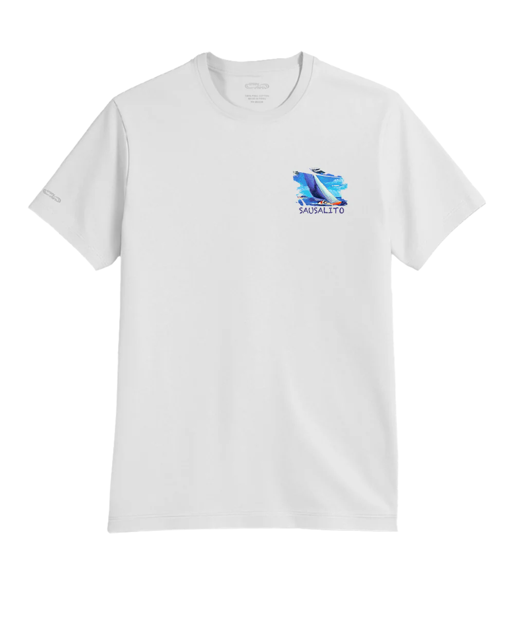 Brush Sail - White Short Sleeve Pima T-Shirt - Image 4