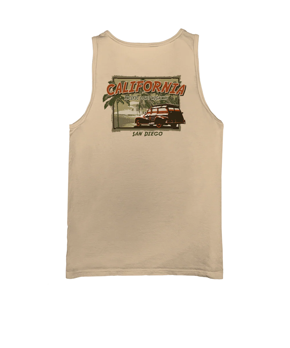 California Woody - Kona Coffee Dyed Sleeveless Tank Top
