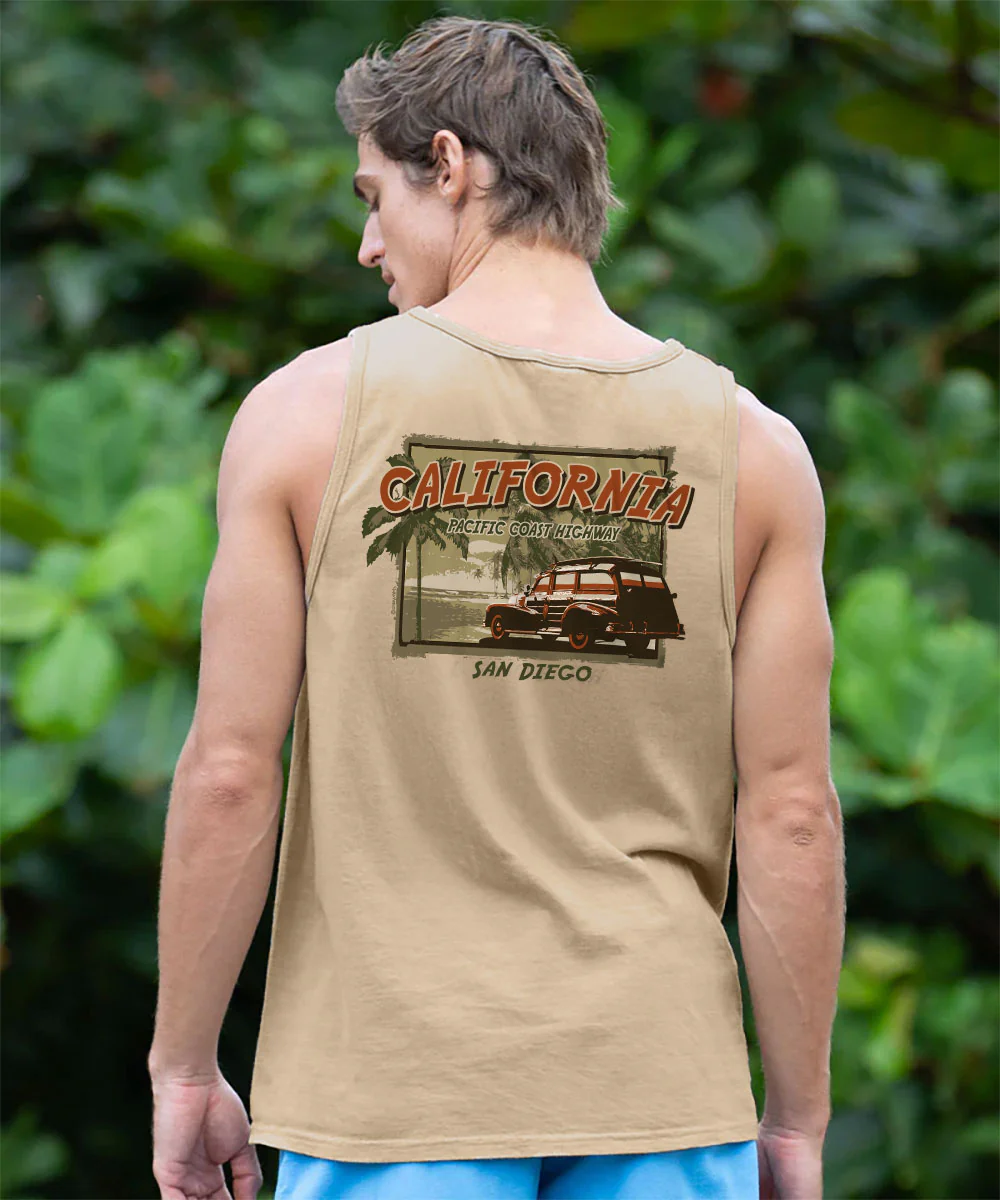 California Woody - Kona Coffee Dyed Sleeveless Tank Top - Image 2