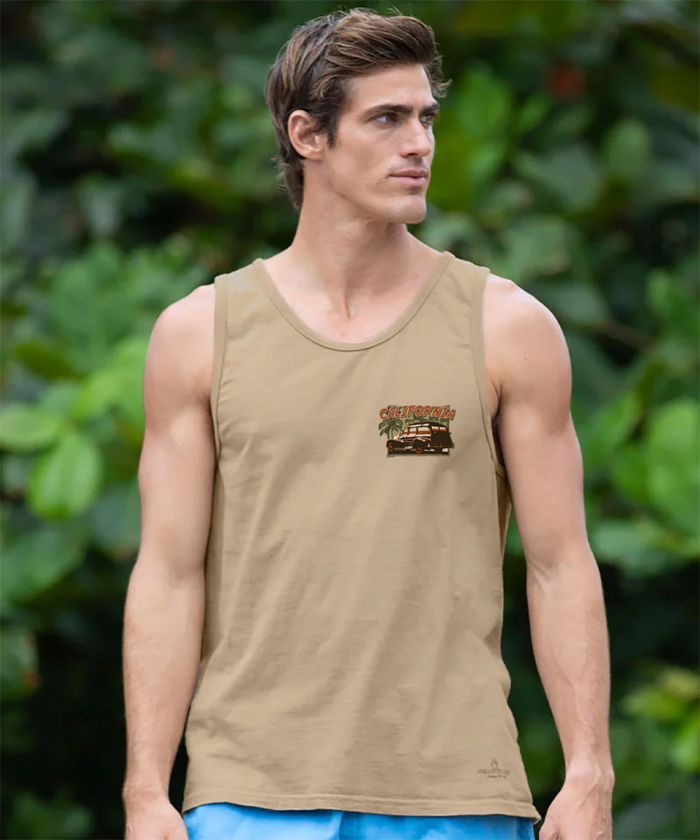 California Woody - Kona Coffee Dyed Sleeveless Tank Top - Image 3