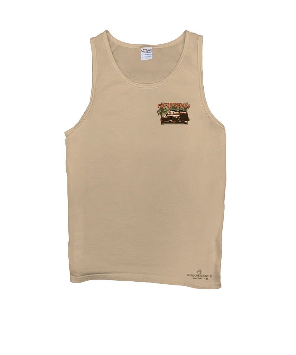 California Woody - Kona Coffee Dyed Sleeveless Tank Top - Image 4