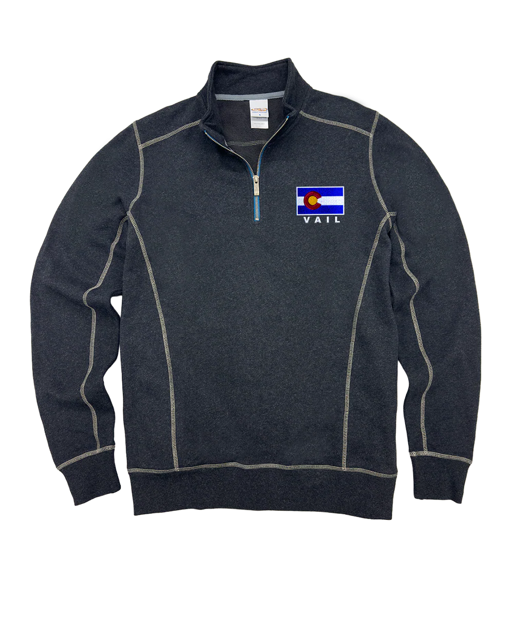 Colorado Flag - Charcoal/Heather Long Sleeve Mountain Peak Pullover