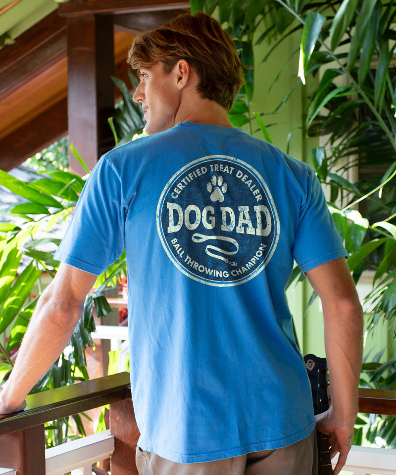 Dog Dad - Blue Hawaii Dyed Short Sleeve Crewneck T-Shirt - Image 2
