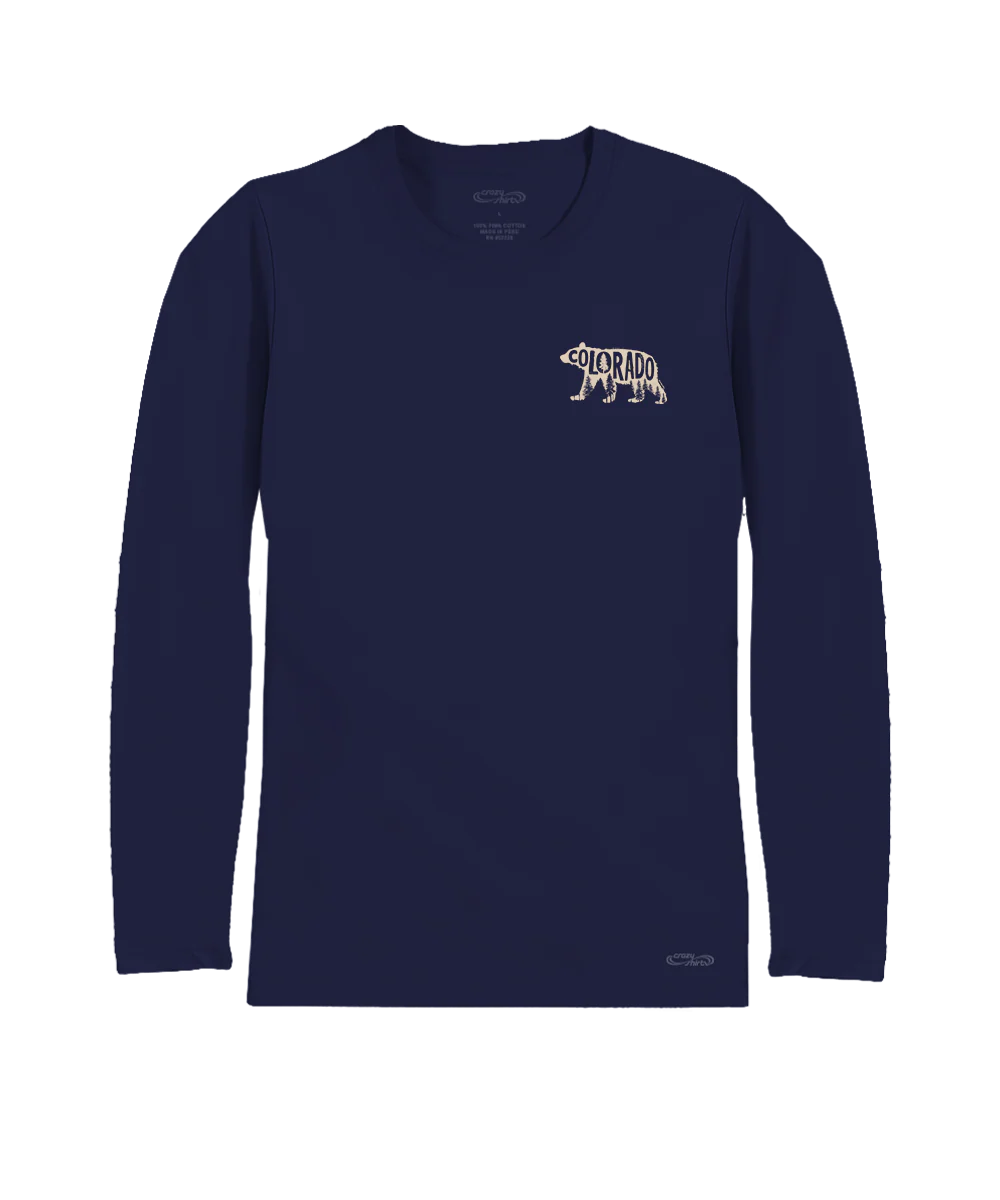 Forest Bear - Indigo Long Sleeve Pima T-Shirt - Image 4