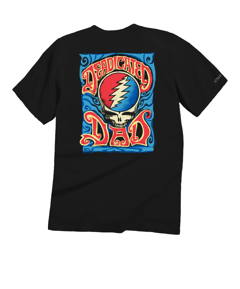 Grateful Dead Dedicated Dad - Black Short Sleeve Crewneck T-Shirt