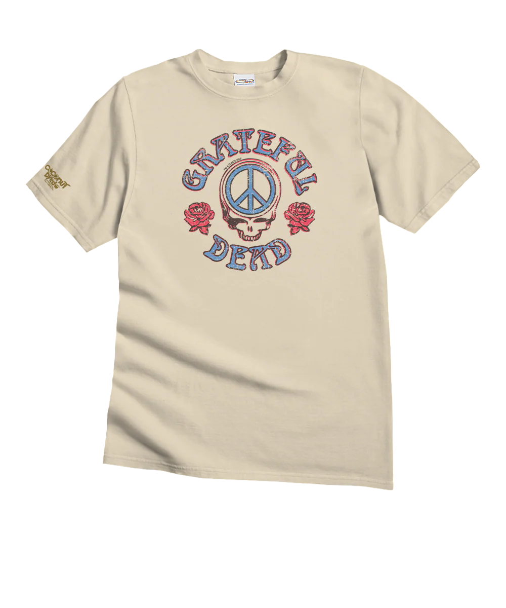 Grateful Dead Logo Peace Head - Coconut Dyed Short Sleeve Crewneck T-Shirt