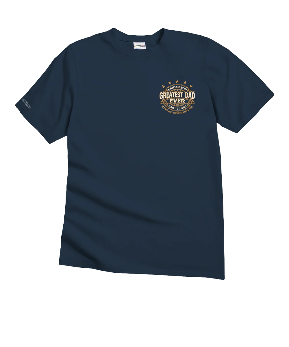 Greatest Dad Ever - Navy Short Sleeve Crewneck T-Shirt - Image 4