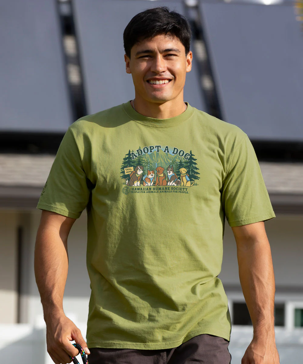 Hawaiian Humane Society Hiking Pups - Hemp Dyed Short Sleeve Crewneck T-Shirt - Image 2