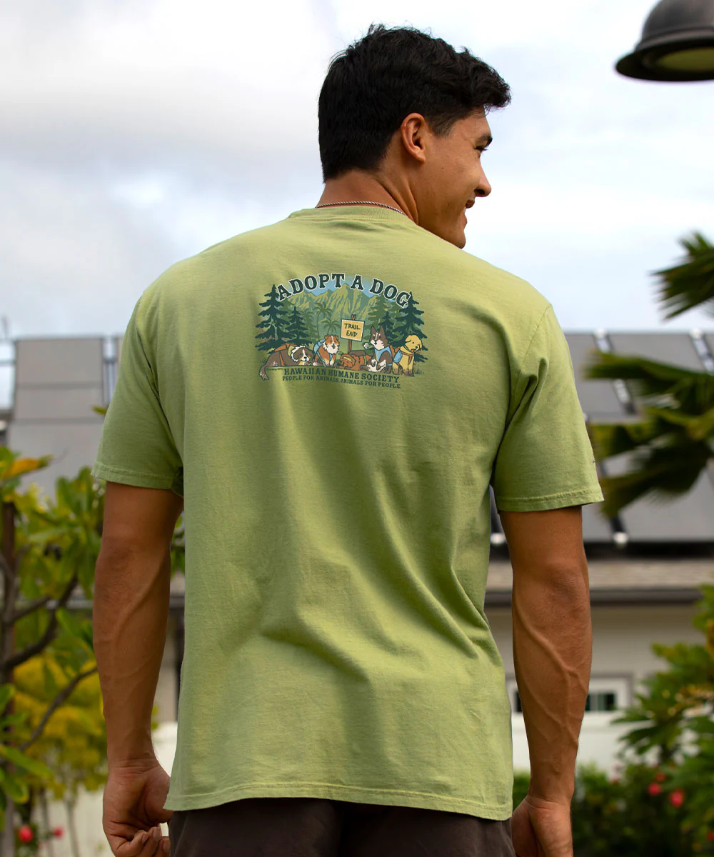 Hawaiian Humane Society Hiking Pups - Hemp Dyed Short Sleeve Crewneck T-Shirt - Image 3