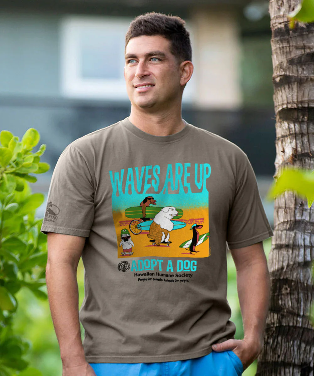 Hawaiian Humane Society Waves Are Up - Crater Dyed® Short Sleeve Crewneck T-Shirt - Image 2