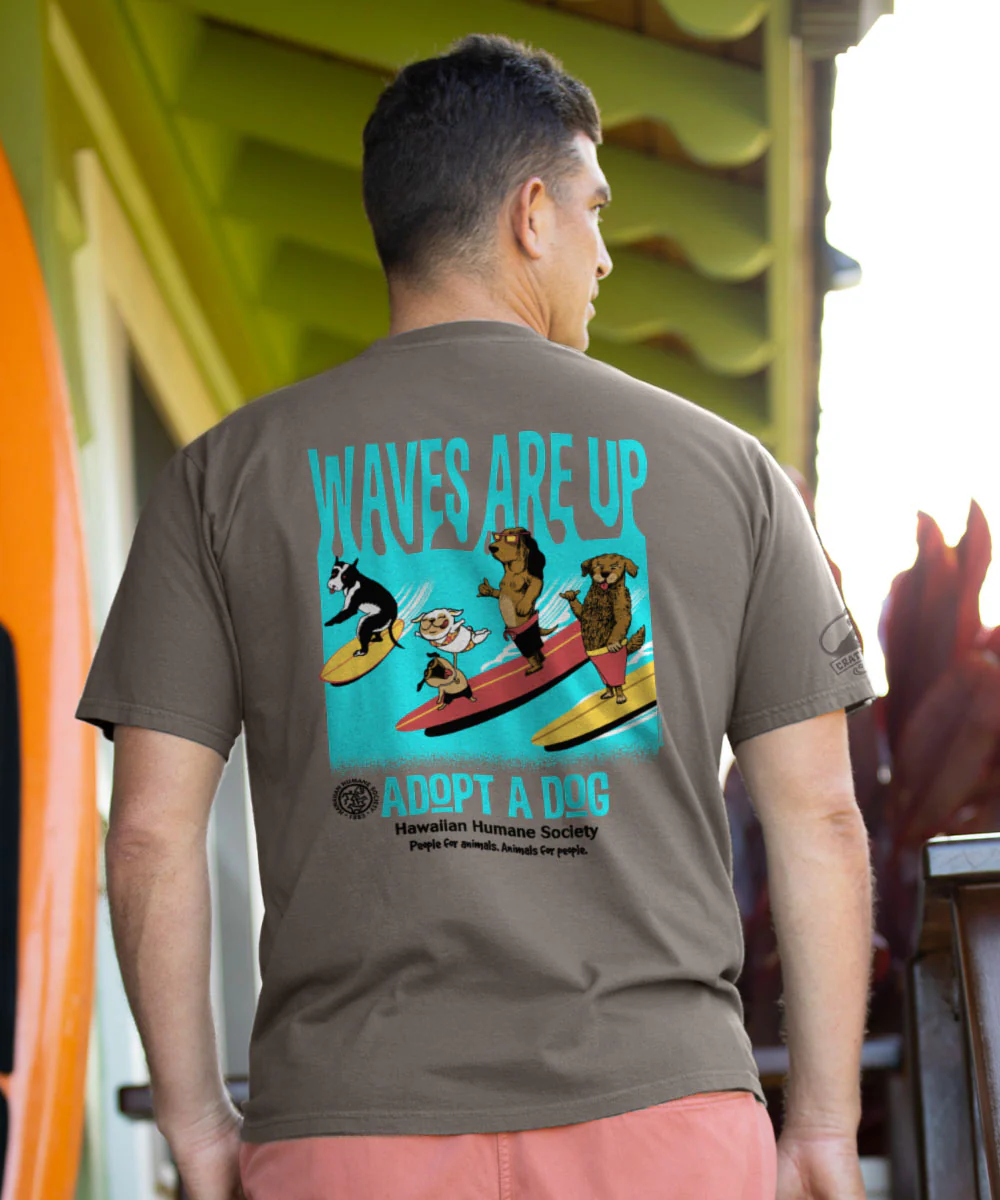 Hawaiian Humane Society Waves Are Up - Crater Dyed® Short Sleeve Crewneck T-Shirt - Image 3