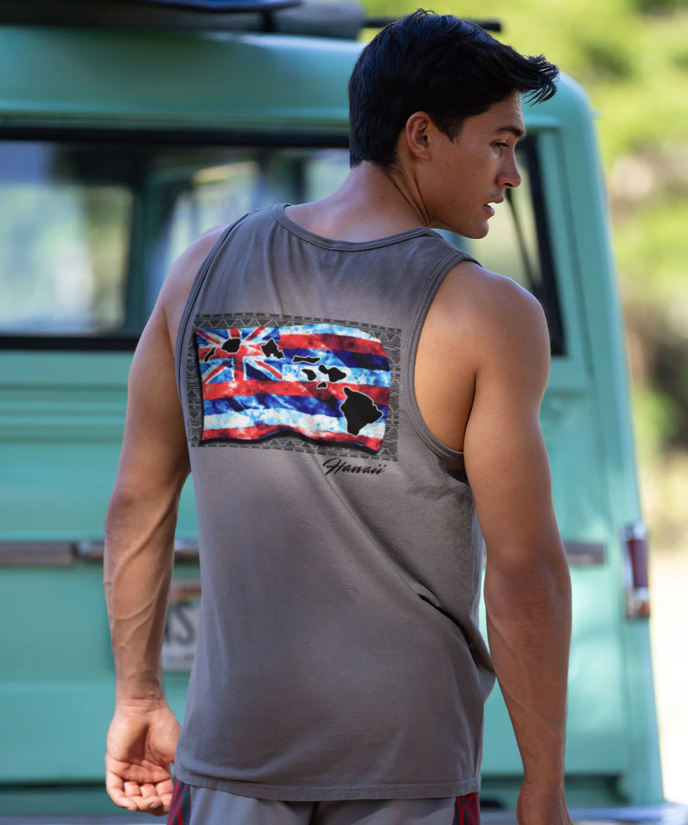 Hawaiian Island Flag - Crater Dyed® Sleeveless Tank Top - Image 2