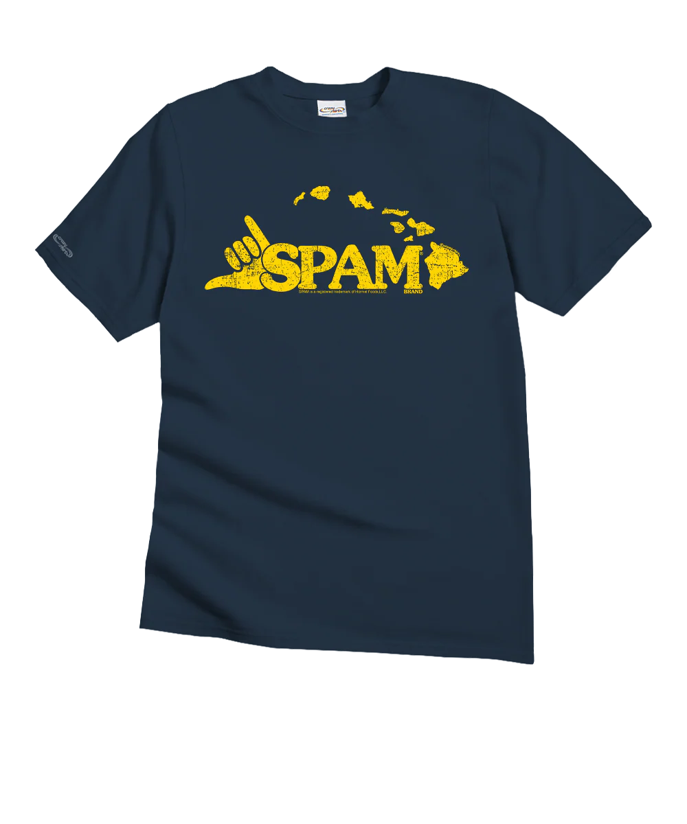 SPAM® Shaka Logo - Navy Short Sleeve Crewneck T-Shirt