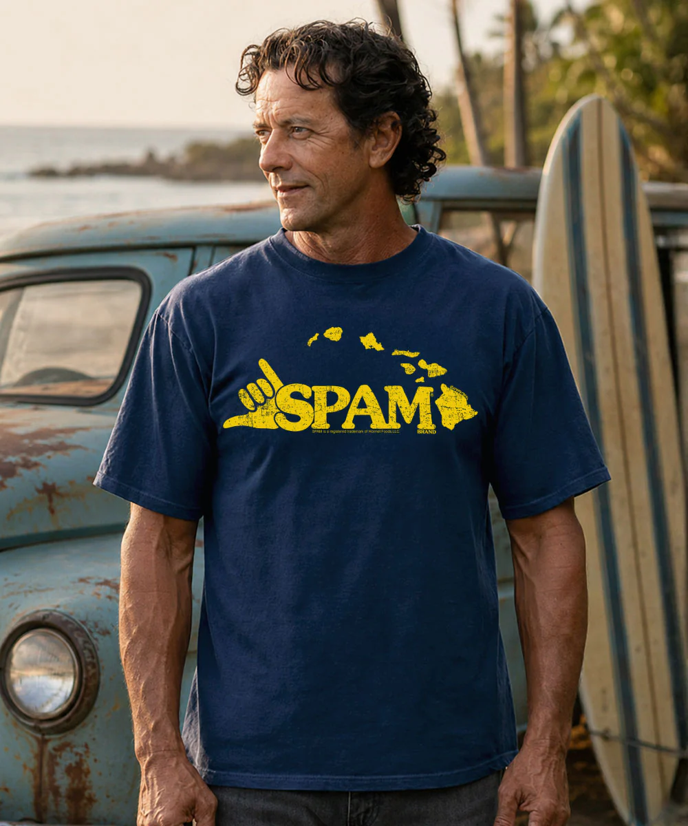 SPAM® Shaka Logo - Navy Short Sleeve Crewneck T-Shirt - Image 2