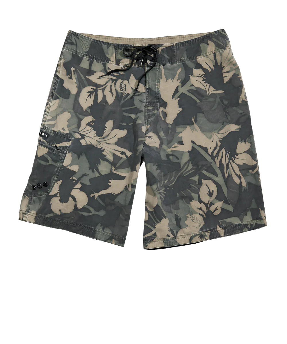 Hulaflage - Camo Green Floral Board Shorts