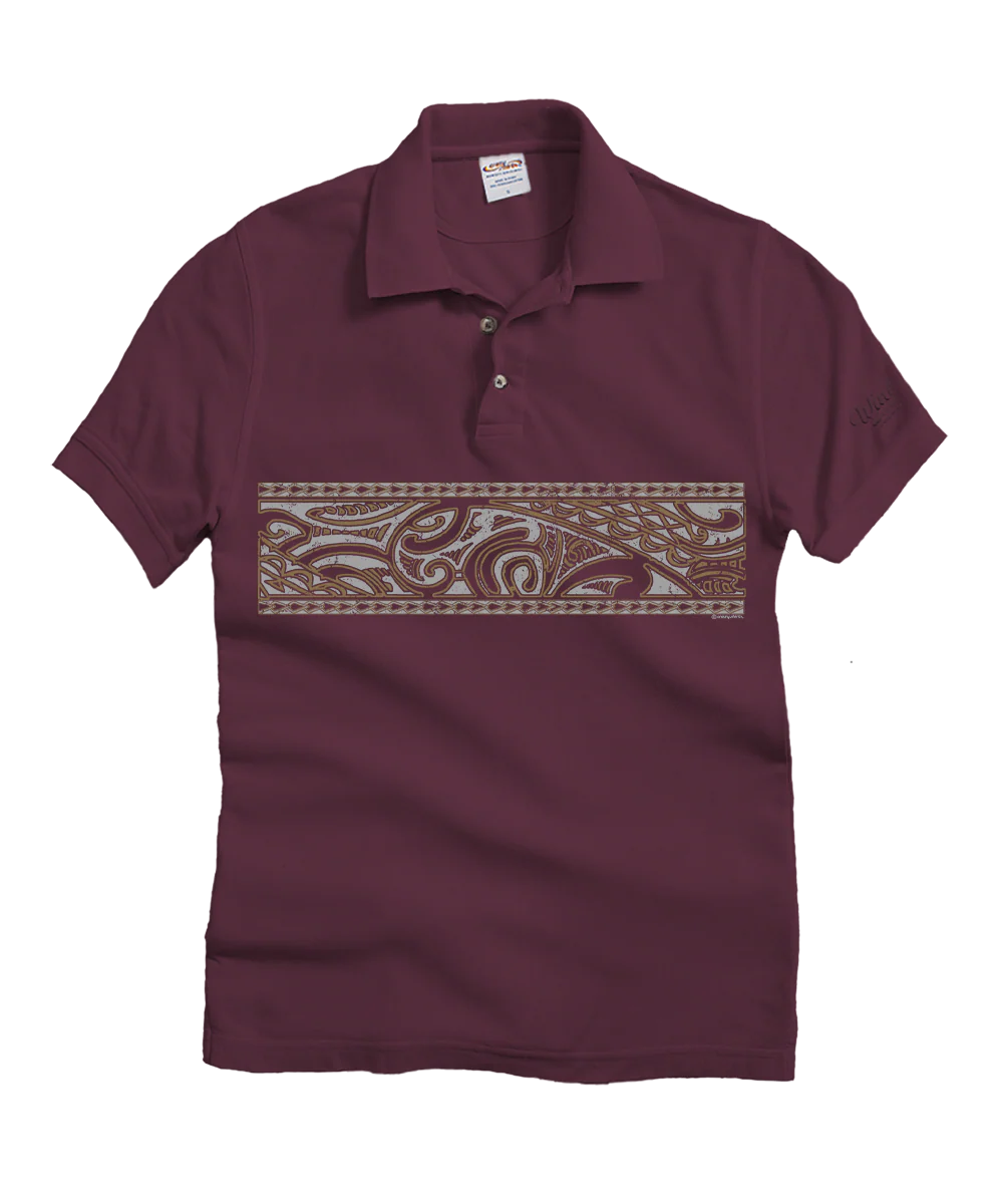 Island Tribal Band - Wine Dyed Short Sleeve Oceanfront Polo Shirt