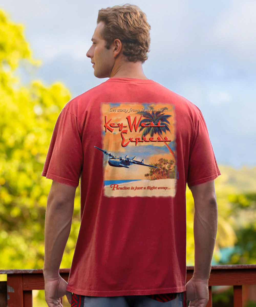 Key West Express - Paradise Red Dyed Short Sleeve Crewneck T-Shirt - Image 2