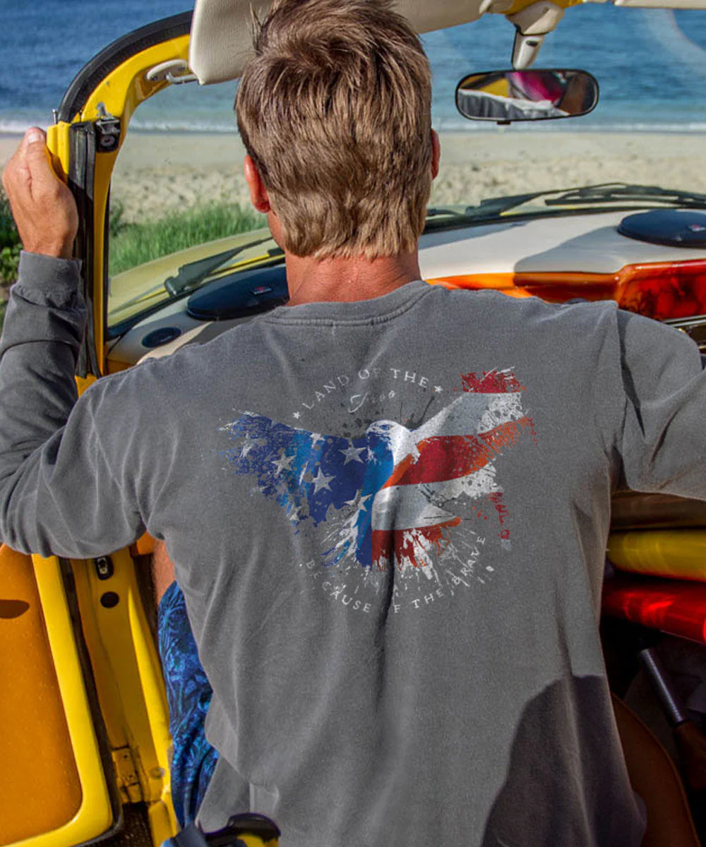 Land Of The Eagle - Crater Dyed® Long Sleeve Crewneck T-Shirt - Image 2
