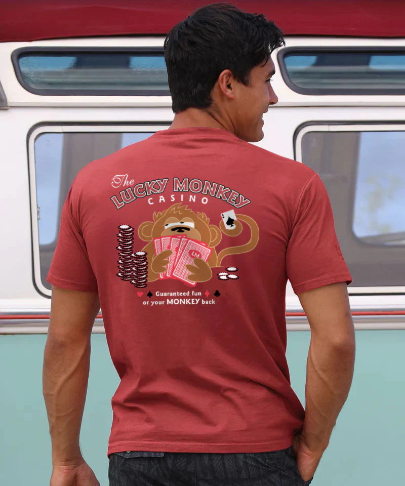 Lucky Monkey - Paradise Red Dyed Short Sleeve Crewneck T-Shirt - Image 2