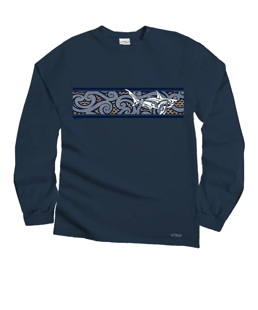 Mano A Mano Ekahi Stripe - Navy Long Sleeve Crewneck T-Shirt