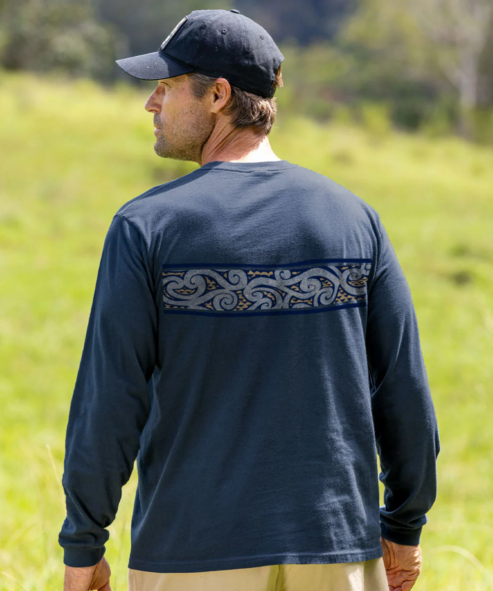 Mano A Mano Ekahi Stripe - Navy Long Sleeve Crewneck T-Shirt - Image 3