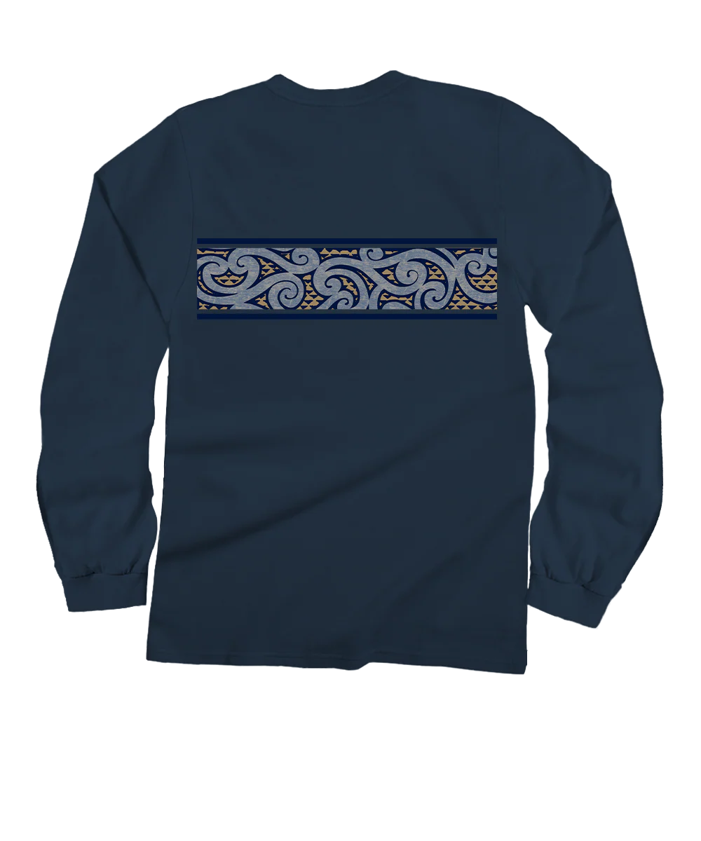 Mano A Mano Ekahi Stripe - Navy Long Sleeve Crewneck T-Shirt - Image 4