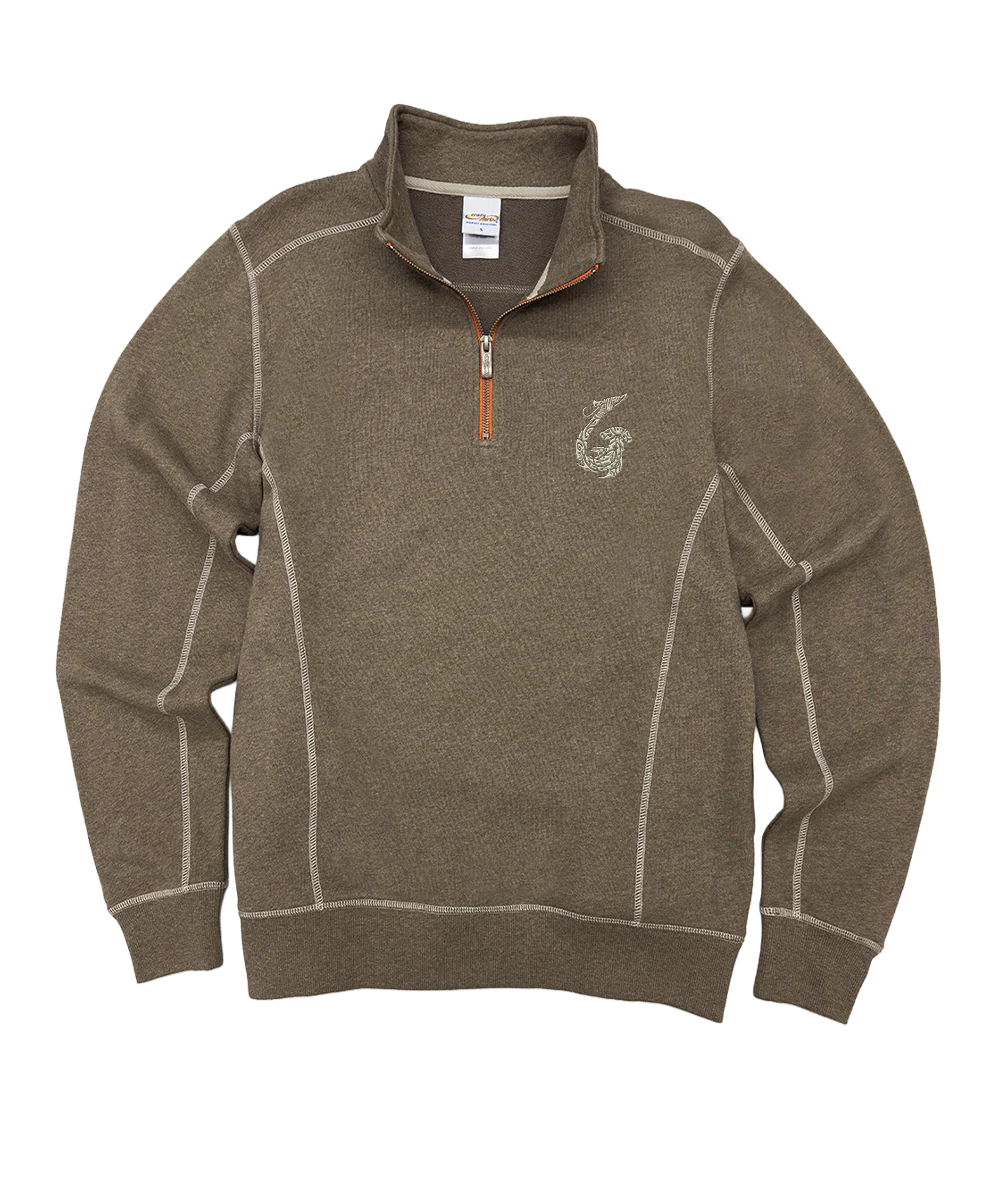 Mano Hook - Taupe Heather Long Sleeve Mountain Peak Pullover
