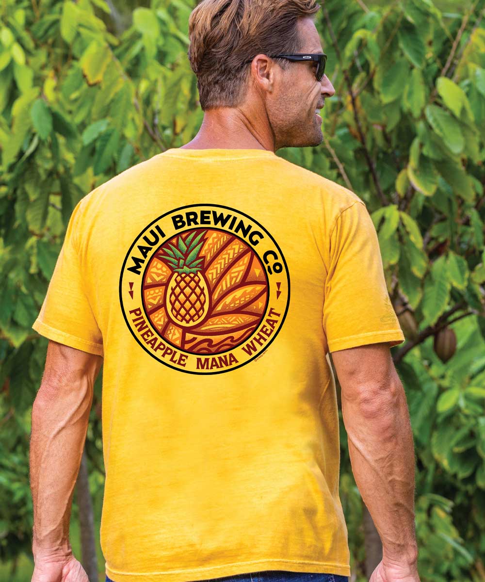 Maui Brewing Co Pineapple - Pineapple Dyed Short Sleeve Crewneck T-Shirt - Image 2
