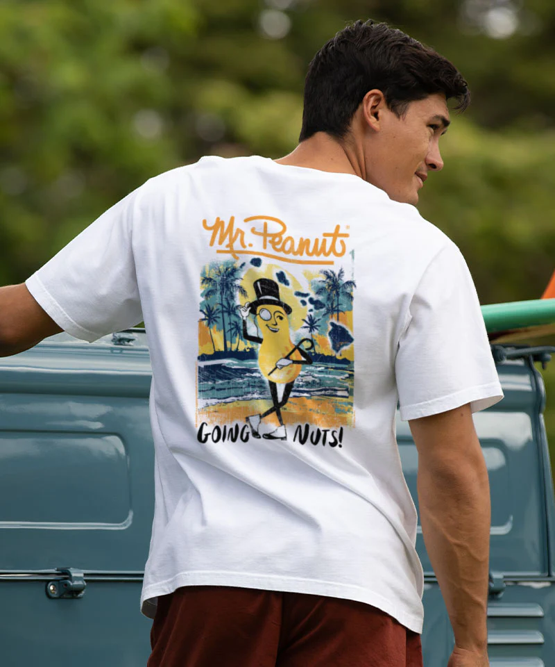 MR. PEANUT® Character Going Nuts - White Short Sleeve Crewneck T-Shirt - Image 2