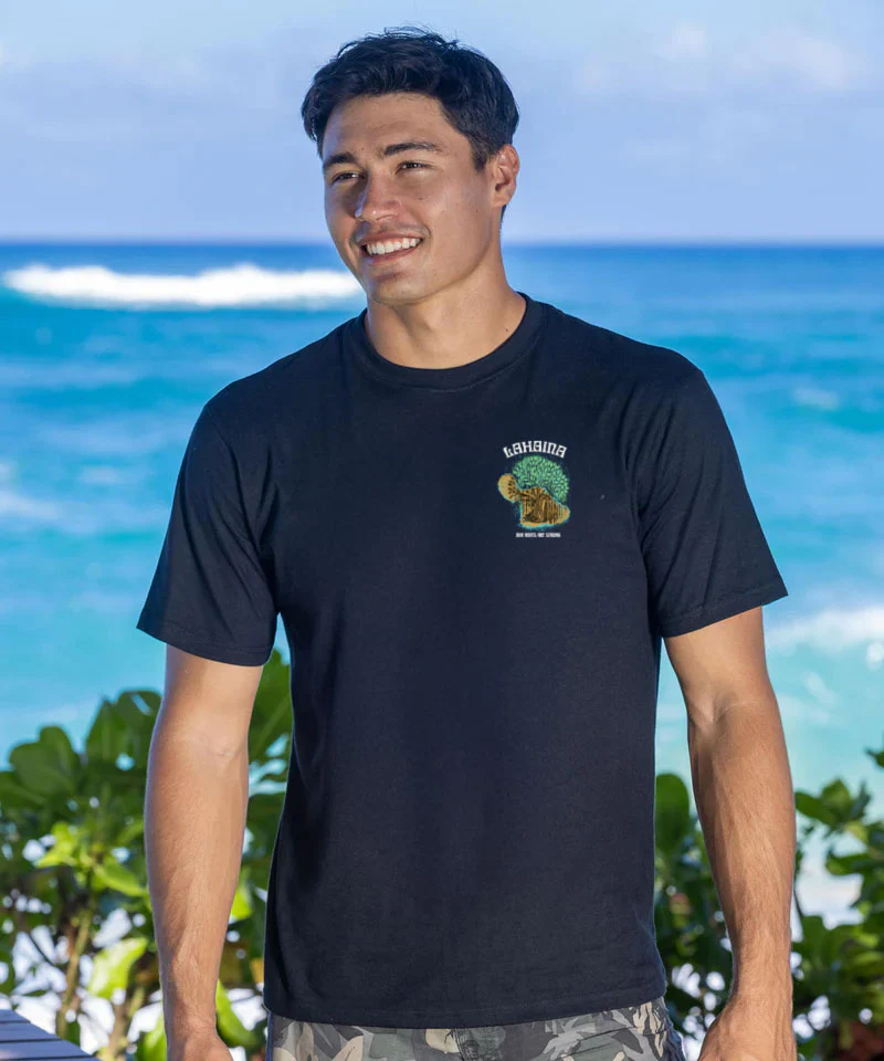 Lahaina Our Roots Are Strong - Black Short Sleeve Crewneck T-Shirt - Image 3