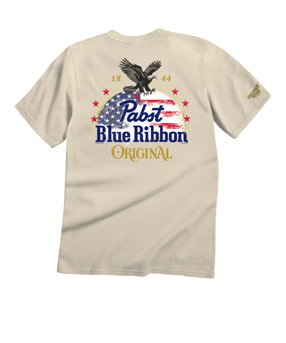 Pabst Blue Ribbon Eagle 1844 - Coconut Dyed Short Sleeve Crewneck T-Shirt