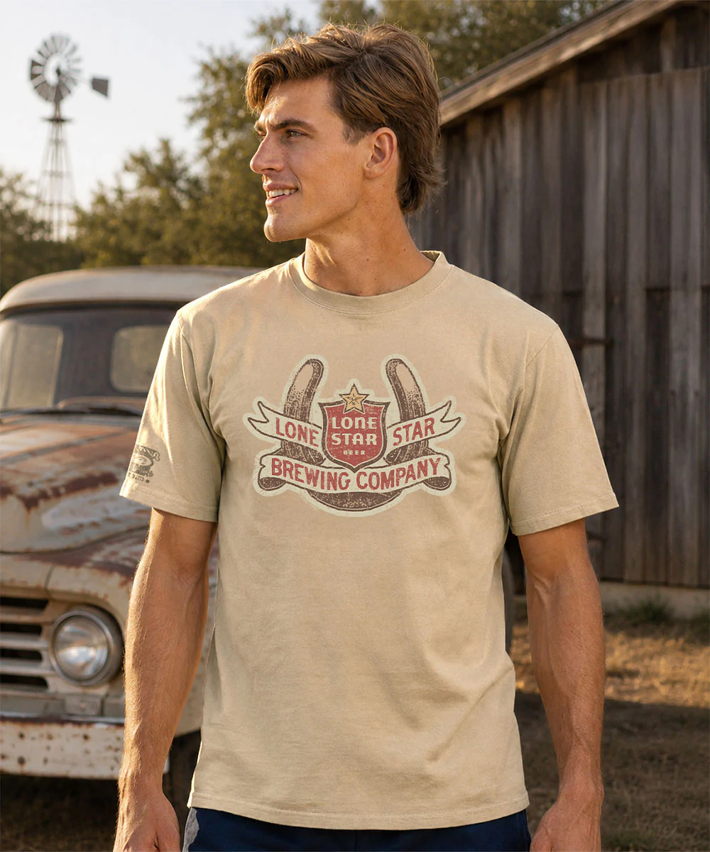 Pabst Lonestar Logo - Kona Coffee Dyed Short Sleeve Crewneck T-Shirt - Image 2