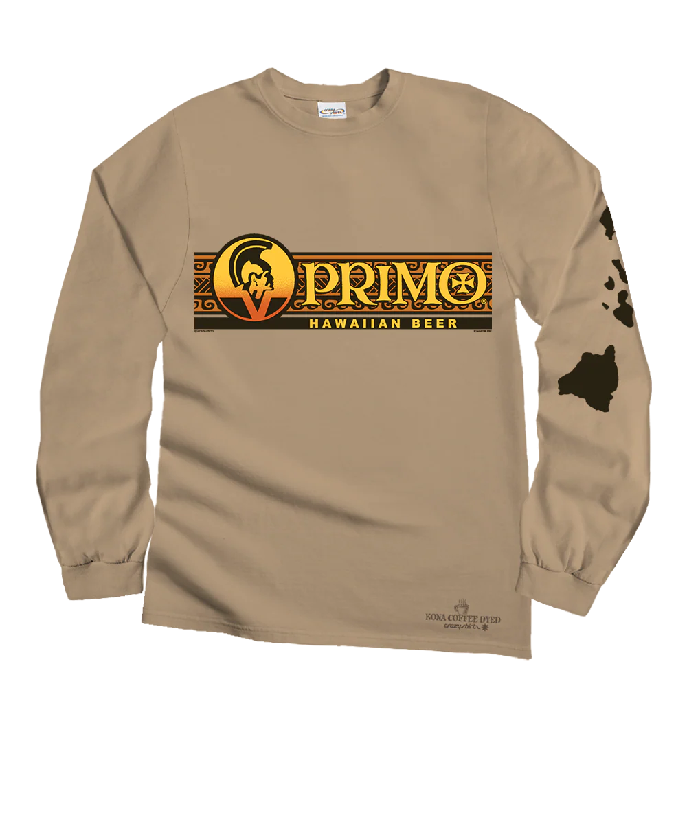 Pabst Primo Retro Band - Kona Coffee Dyed Long Sleeve Crewneck T-Shirt