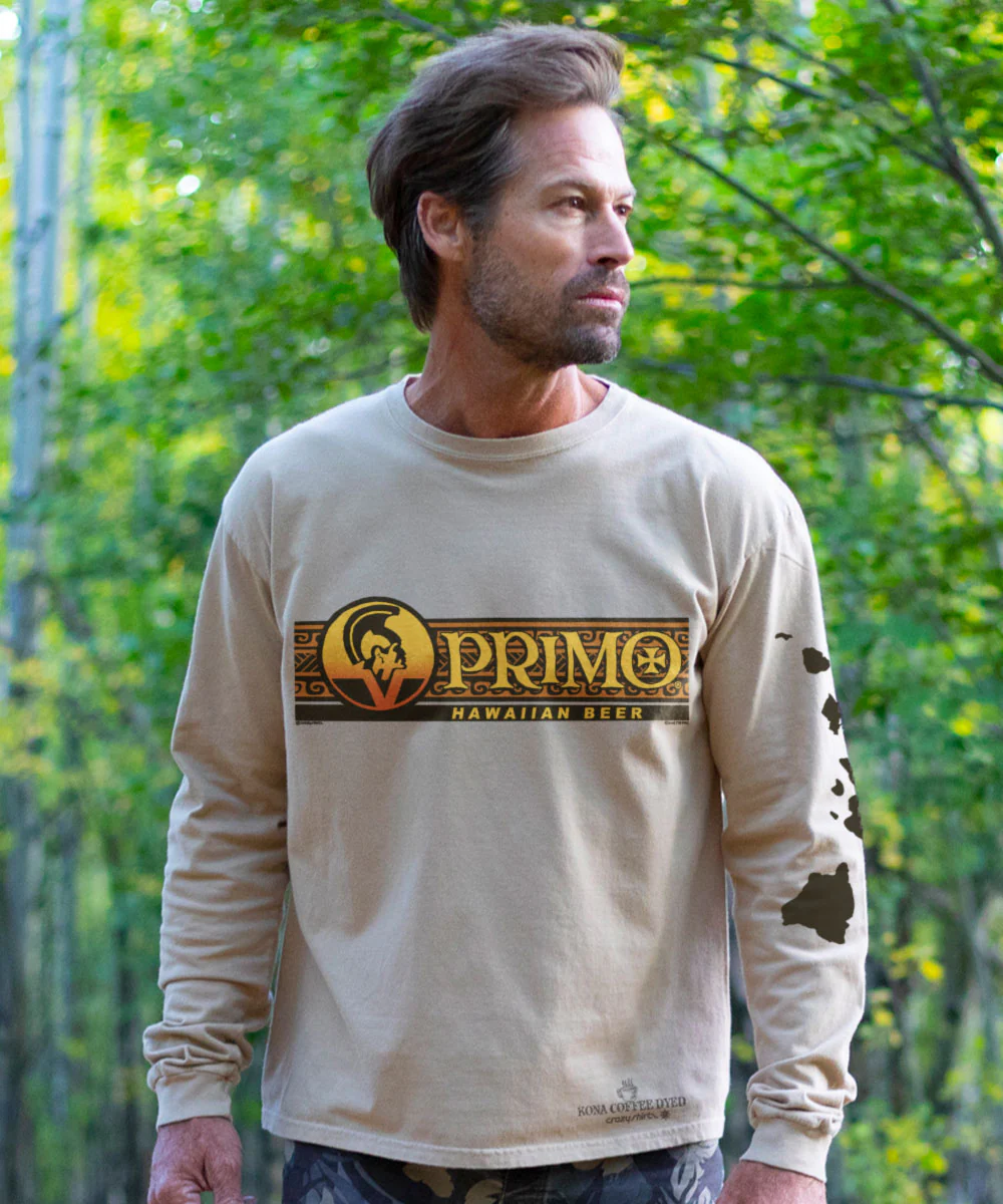 Pabst Primo Retro Band - Kona Coffee Dyed Long Sleeve Crewneck T-Shirt - Image 2