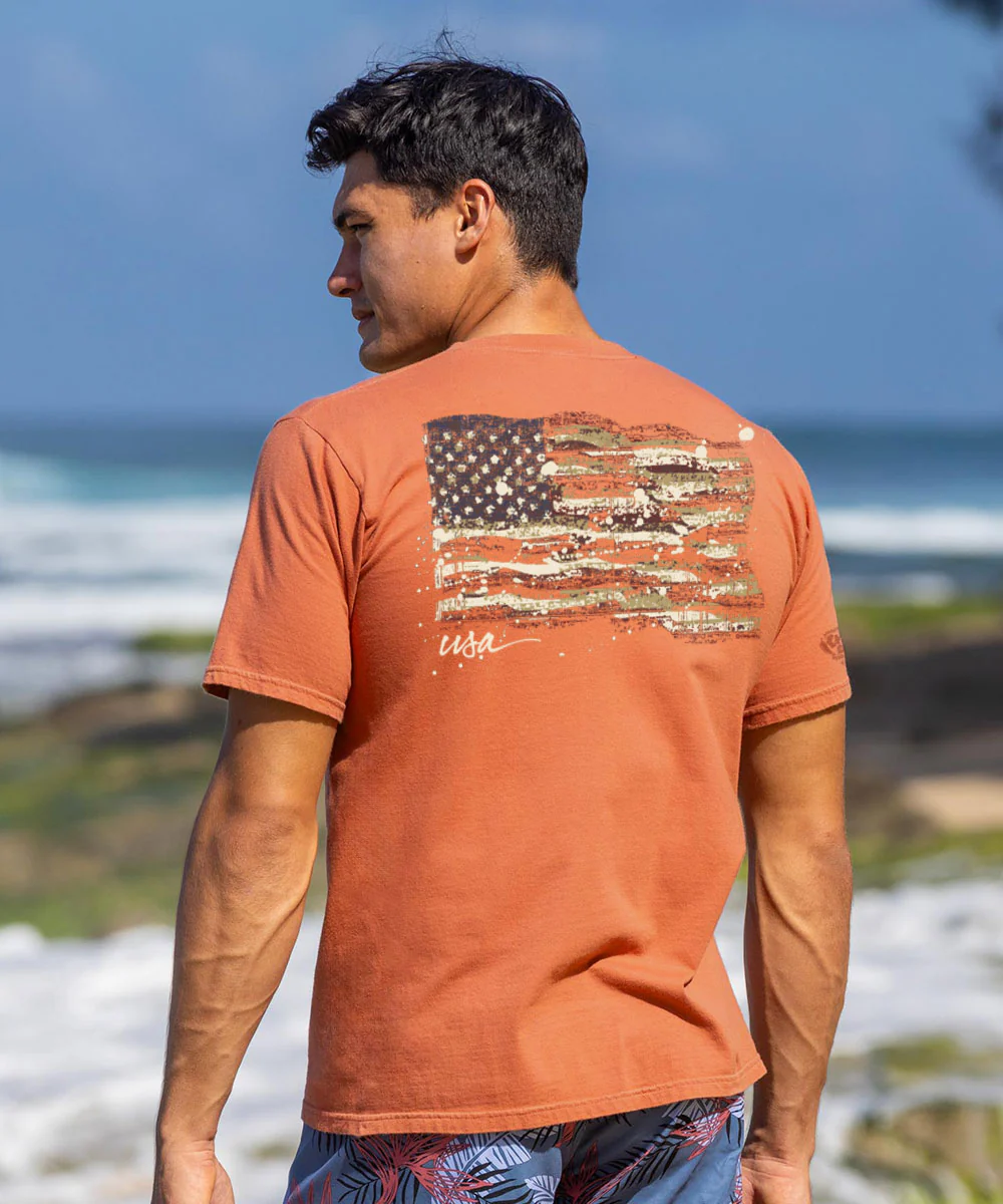 Painted Flag - Chile Dyed Short Sleeve Crewneck T-Shirt - Image 2