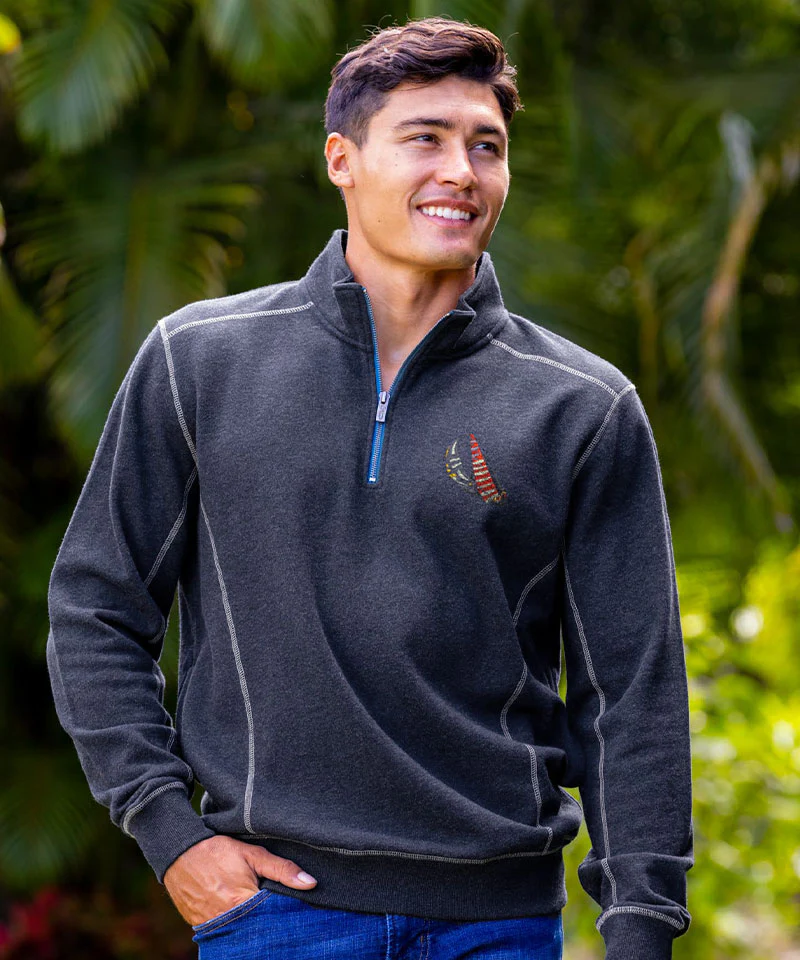 Painted Sails - Charcoal/Heather Long Sleeve Mountain Peak Pullover - Image 2