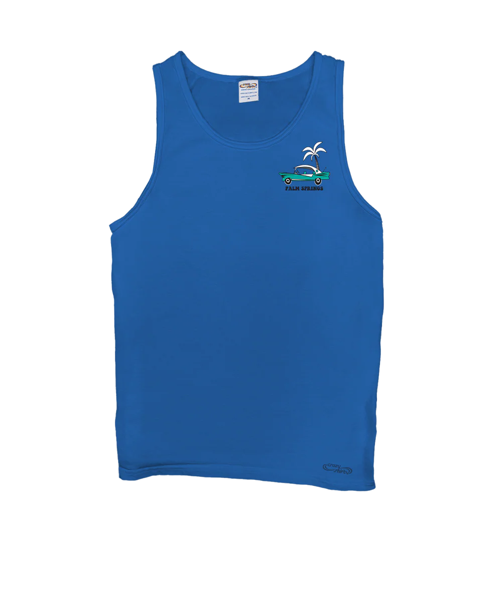 Palm Springs Style - Blue Hawaii Dyed Sleeveless Tank Top - Image 4