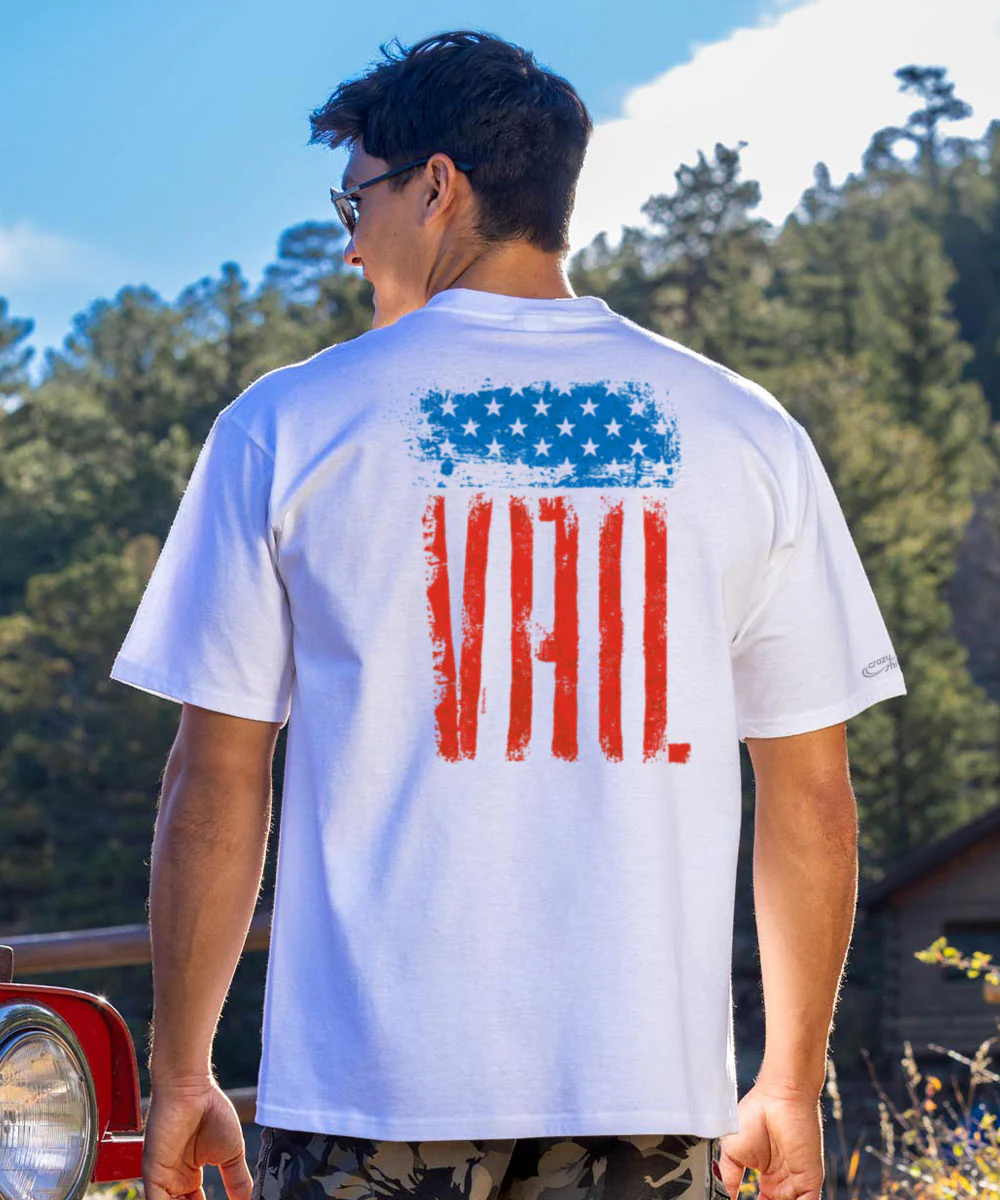 Red White Blue Flag - White Short Sleeve Crewneck T-Shirt - Image 2